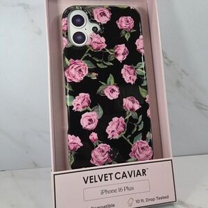 VELVET CAVIAR✨Apple iPhone 16 Plus✨MagSafe‎ Case✨Black & Pink Rose Floral